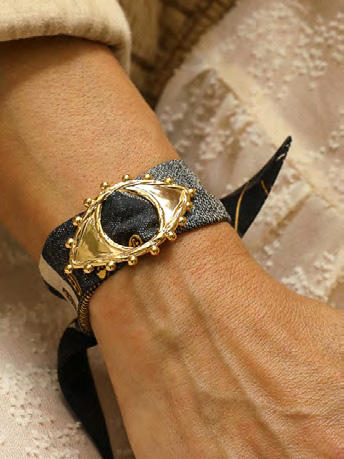 北京仓｜AN-NEE-BONOEIL-黑色 波西米亚4cm 丝巾装饰扣手镯［法国设计师］ 商品图0