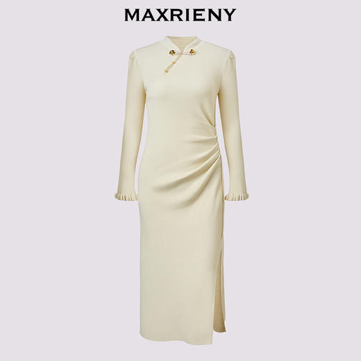 【商场同款-节庆新中式】MAXRIENY如意鎏金连衣裙中式抽褶连衣裙(货号:MC85DR756) 商品图4