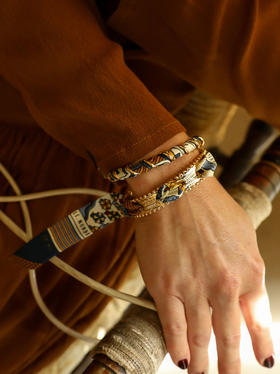 订购14周到｜AN-NEE-DIVA-深蓝色 塔罗 2cm 丝巾手镯［法国设计师］