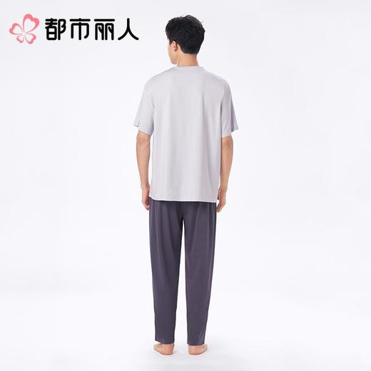 【代言人同款】都市丽人男士睡衣水光棉三件套家居服短袖短裤+长裤FHC2A1 商品图2