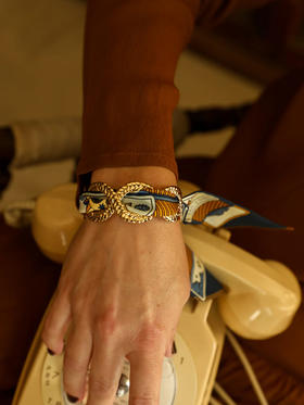 订购14周到｜AN-NEE-TRESSE-深蓝色 塔罗 金色 4cm 丝巾手镯［法国设计师］