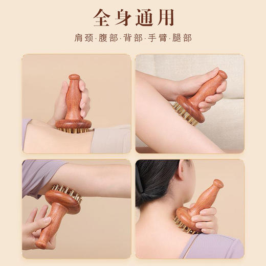 正安优选·黄铜梨花木经络刷 商品图3