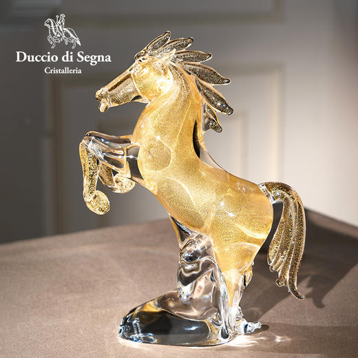 Duccio di Segna意大利水晶玻璃吉祥如意摆件客厅电视柜装饰礼品扬帆起航水晶摆件38cm（金）一马当先水晶摆件25cm（金）富贵吉象水晶摆件30cm（白金）拥抱水晶摆件33cm（金） 商品图2