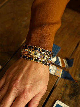 订购14周到｜AN-NEE-C3G-DECEMBRE-Nori-深蓝色 塔罗 2cm 丝巾手镯［法国设计师］