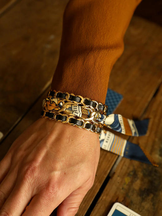 订购14周到｜AN-NEE-C3G-DECEMBRE-Nori-深蓝色 塔罗 2cm 丝巾手镯［法国设计师］ 商品图0