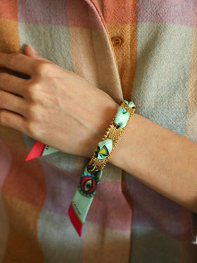 北京仓｜AN-NEE-DIVA-薄荷绿 幸运予你  2cm 丝巾手镯［法国设计师］