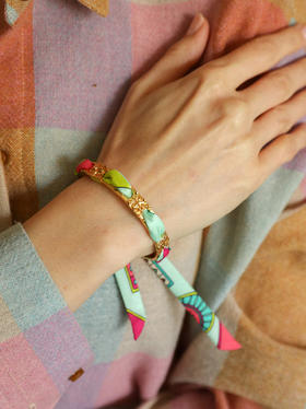 订购14周到｜AN-NEE-FEERIE-薄荷绿 幸运予你 1cm 丝巾手镯［法国设计师］