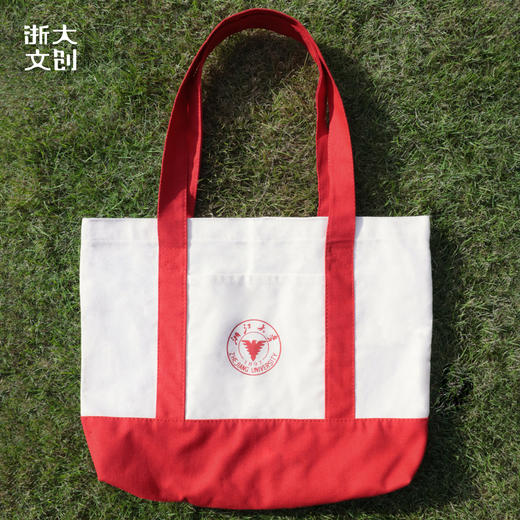 浙江大学帆布拼色单肩包-红色 商品图1