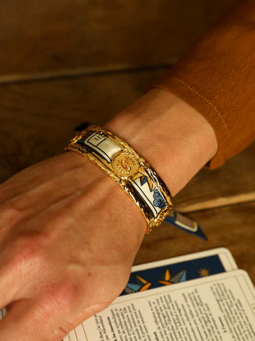 北京仓｜AN-NEE-IRMA-深蓝色 塔罗 1cm 丝巾手镯［法国设计师］ 商品图0