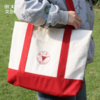 浙江大学帆布拼色单肩包-红色 商品缩略图0