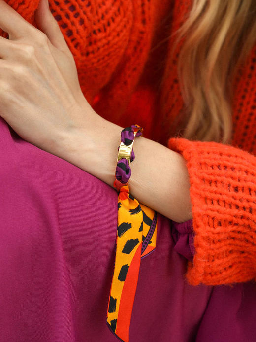 北京仓｜AN-NEE-SEPTEMBRE-橘红色 夏帕诺瓦 2cm 丝巾手镯［法国设计师］ 商品图0