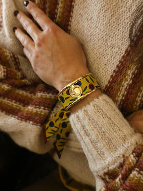 北京仓｜AN-NEE-LUNE-黄色 吉普赛传说 2cm 丝巾手镯［法国设计师］