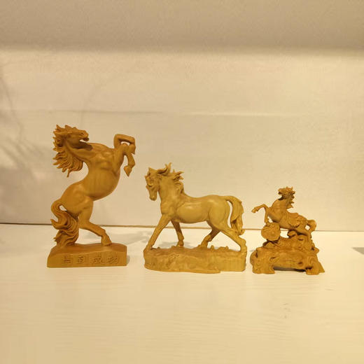 新款马到成功°黄杨木摆件 商品图0