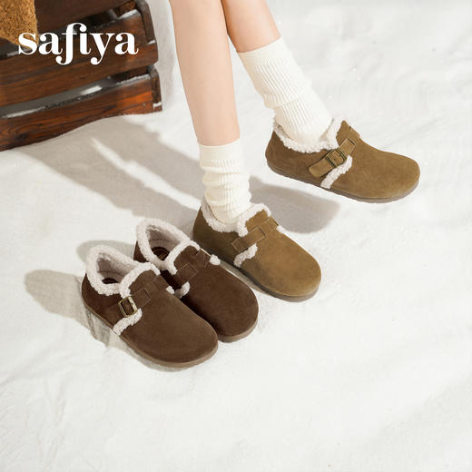 预售|Safiya/索菲娅2025秋冬加绒保暖百搭外穿平底一脚蹬毛毛勃肯鞋SFD4112M91 商品图7