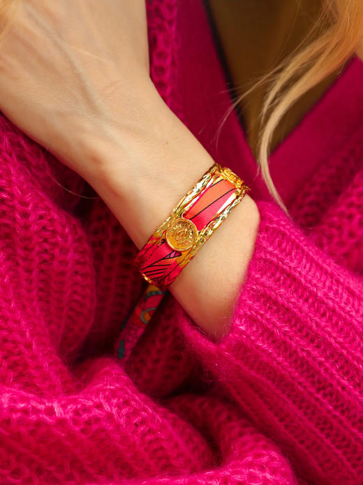 北京仓｜AN-NEE-IRMA-粉蓝色 无名之境 1cm 丝巾手镯［法国设计师］ 商品图0