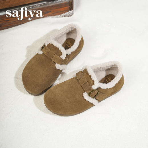预售|Safiya/索菲娅2025秋冬加绒保暖百搭外穿平底一脚蹬毛毛勃肯鞋SFD4112M91 商品图1