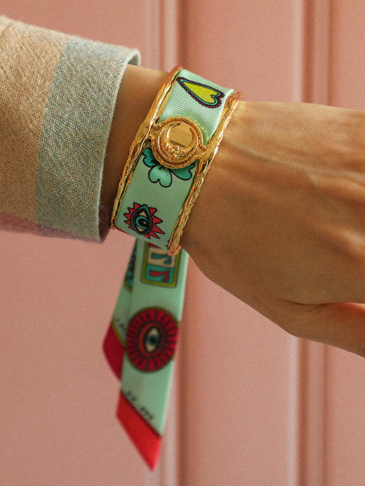 订购14周到｜AN-NEE-LUNE-薄荷绿 幸运予你 2cm 丝巾手镯［法国设计师］ 商品图0