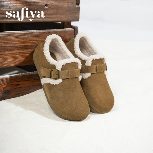 预售|Safiya/索菲娅2025秋冬加绒保暖百搭外穿平底一脚蹬毛毛勃肯鞋SFD4112M91 商品图0