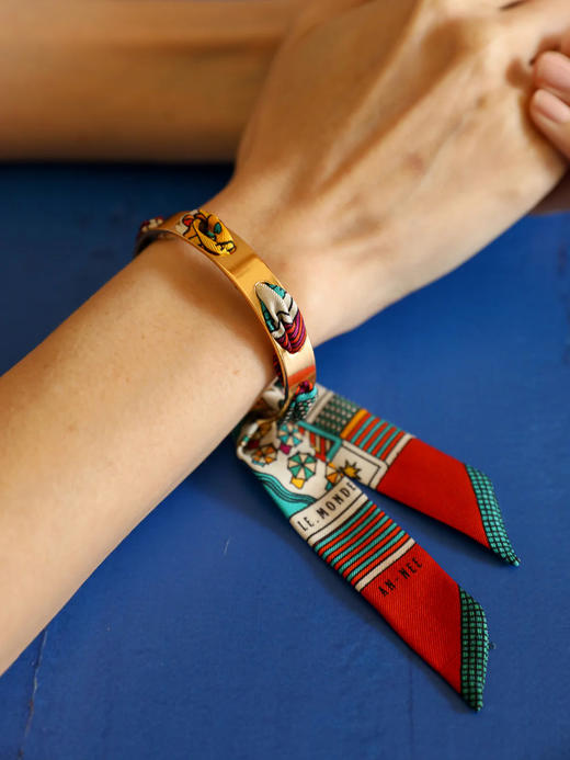 订购14周到｜AN-NEE-SEPTEMBRE-红色 塔罗 2cm 丝巾手镯［法国设计师］ 商品图0