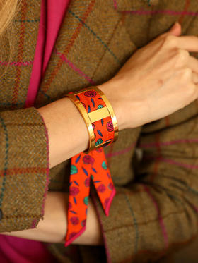 订购14周到｜AN-NEE-JMA-粉橘色 2cm 丝巾手镯［法国设计师］