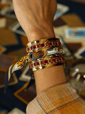 北京仓｜AN-NEE-C5G-DECEMBRE-BDX-深蓝色 塔罗 4cm 丝巾手镯［法国设计师］ 商品图0