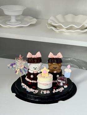 可露丽线条小熊组合（改字备注，蜡烛底托颜色随机搭配）