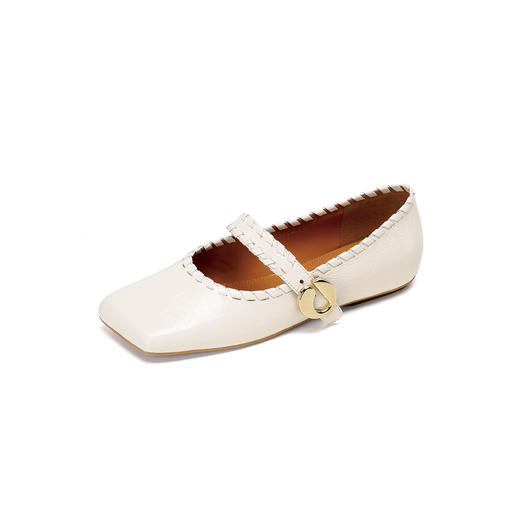 Westory2026年春季超软小皱牛漆皮平底方头玛丽珍浅口单鞋W26AE50321 商品图11