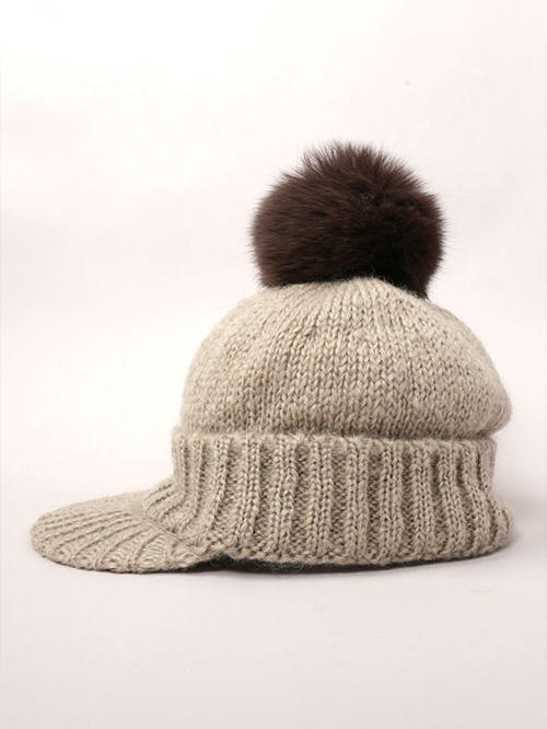 北京仓｜CA4LA-FUWA CAP3-绒球球 毛线帽（灰色）［日本设计师］ 商品图4