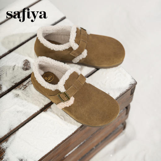 预售|Safiya/索菲娅2025秋冬加绒保暖百搭外穿平底一脚蹬毛毛勃肯鞋SFD4112M91 商品图4