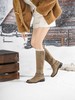 西村名物2025年冬季新款厚底低跟防滑绒面包腿显瘦及膝靴中高靴X25DQ49991 商品缩略图4