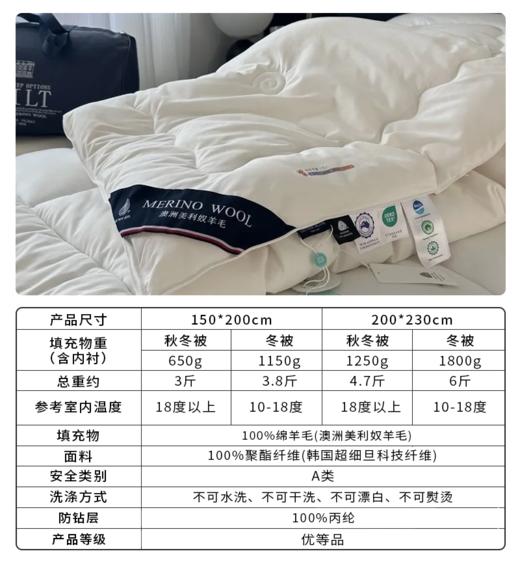 【澳洲美利奴羊毛被】亲肤触感，恒温锁热，贴身御寒，享受五星云端睡眠体验。（1月1-4日停发，5日陆续发货）（2.10-2.25停发） 商品图5