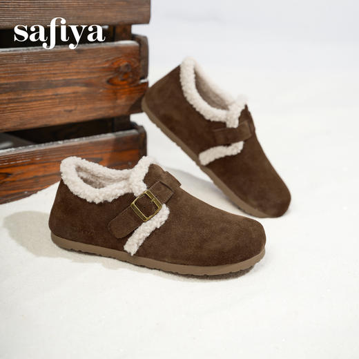 预售|Safiya/索菲娅2025秋冬加绒保暖百搭外穿平底一脚蹬毛毛勃肯鞋SFD4112M91 商品图6