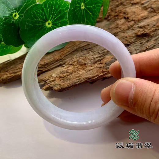 派瑞翡翠 翡翠手镯 糯种 浅绿浅紫色 商品图1