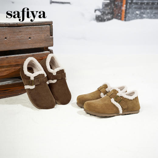 预售|Safiya/索菲娅2025秋冬加绒保暖百搭外穿平底一脚蹬毛毛勃肯鞋SFD4112M91 商品图3
