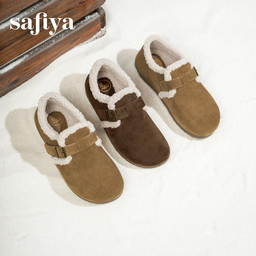 预售|Safiya/索菲娅2025秋冬加绒保暖百搭外穿平底一脚蹬毛毛勃肯鞋SFD4112M91 商品图2
