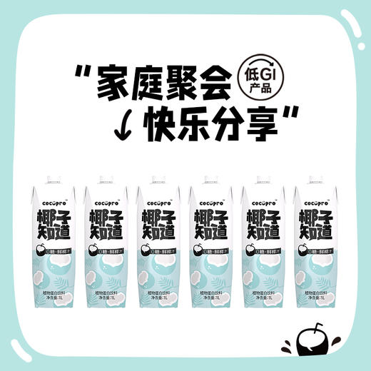 【直发】椰子知道0糖鲜椰汁大瓶装1000ml*6 商品图1