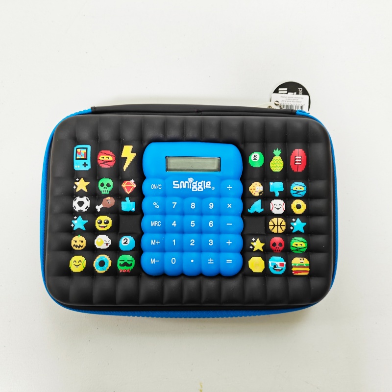 smiggle 新款卡通黑色计算器铅笔盒学生文具盒