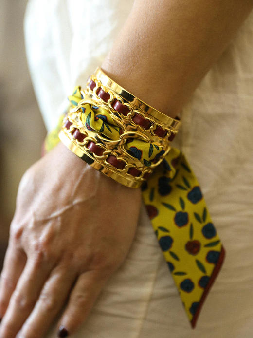 订购14周到｜AN-NEE-C5G-DECEMBRE-Bdx-黄色 吉普赛传说 4cm 丝巾手镯［法国设计师］ 商品图0