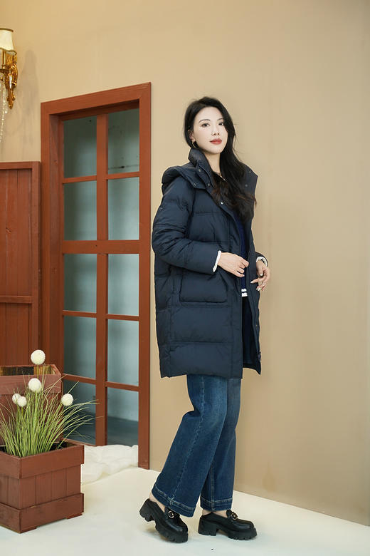 安诺	Sakura Sprite【小太阳羽绒服】 设计感口袋连帽一手长羽绒服LDWGY115 商品图7