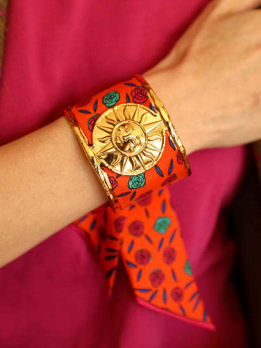 订购14周到｜AN-NEE-SOLEIL-粉橘色 4cm 丝巾手镯［法国设计师］ 商品图0
