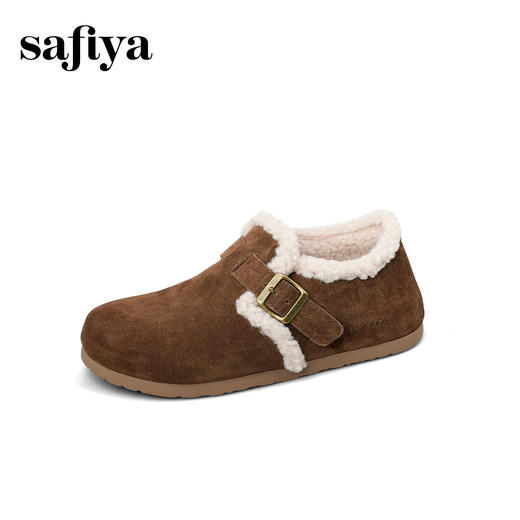 预售|Safiya/索菲娅2025秋冬加绒保暖百搭外穿平底一脚蹬毛毛勃肯鞋SFD4112M91 商品图10