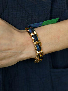 北京仓｜AN-NEE-BRG-DECEMBRE-绿调 波西米亚 1cm 丝巾手镯［法国设计师］