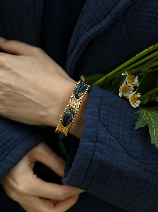 北京仓｜AN-NEE-DIVA-绿调 波西米亚 2cm 丝巾手镯［法国设计师］ 商品图0