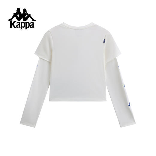 Kappa 长袖t恤2026新款女白色圆领假两件撞色运动上衣潮KPDLATC31 商品图1