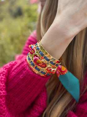 订购14周到｜AN-NEE-C5G-DECEMBRE-粉蓝色 无名之境 4cm 丝巾手镯［法国设计师］