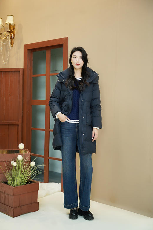 安诺	Sakura Sprite【小太阳羽绒服】 设计感口袋连帽一手长羽绒服LDWGY115 商品图6