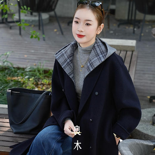 【部分现货】良木礼山羊绒连帽大衣（D8203） 商品图1