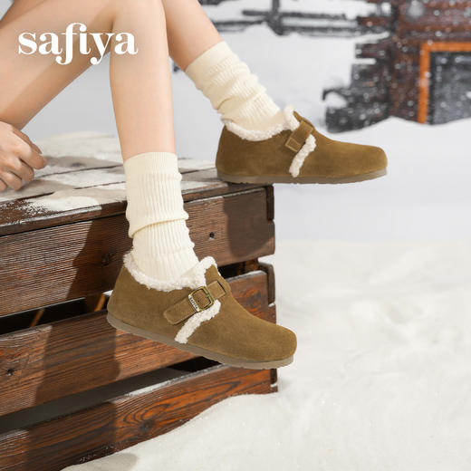 预售|Safiya/索菲娅2025秋冬加绒保暖百搭外穿平底一脚蹬毛毛勃肯鞋SFD4112M91 商品图8