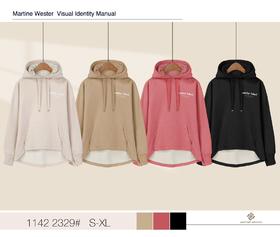Martine Wester 女华夫复合格摇粒绒宽松连帽卫衣11422329