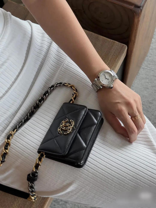 CHANEL 19bag 黑金 羊皮 零钱 30开 商品图3